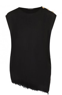 Однотонный топ асимметричного кроя из вискозы Balmain