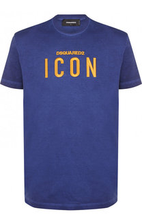 Хлопковая футболка с контрастной вышивкой Dsquared2