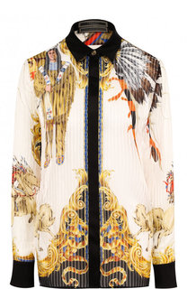 Шелковая блуза прямого кроя с принтом Versace