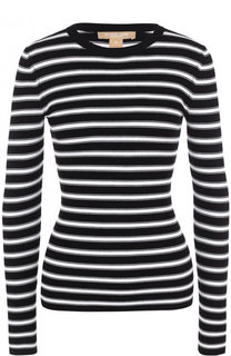 Приталенный пуловер в полоску с круглым вырезом Michael Kors Collection