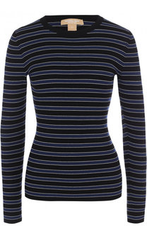 Приталенный пуловер в полоску с круглым вырезом Michael Kors Collection