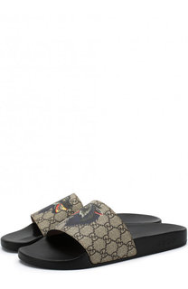 Резиновые шлепанцы GG Supreme с принтом Gucci