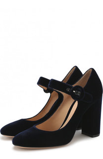 Бархатные туфли Lorraine на устойчивом каблуке Gianvito Rossi