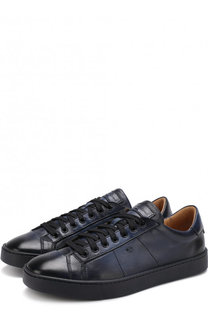 Кожаные кеды на шнуровке Santoni