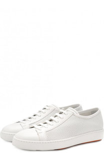 Кожаные кеды на шнуровке Santoni