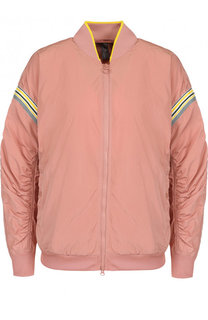 Однотонный бомбер с декоративными вставками Adidas by Stella McCartney