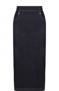Джинсовая юбка-миди с контрастной прострочкой Versace