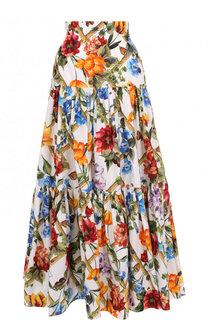 Хлопковая юбка-макси с цветочным принтом Dolce &amp; Gabbana