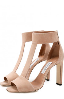 Замшевые босоножки Bethel 100 на устойчивом каблуке Jimmy Choo