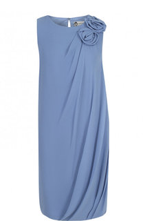 Однотонное шелковое мини-платье с драпировкой Lanvin