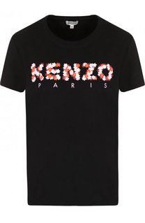 Хлопковая футболка с круглым вырезом и логотипом бренда Kenzo