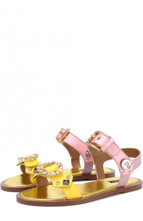 Кожаные сандалии с декоративной отделкой Dolce &amp; Gabbana
