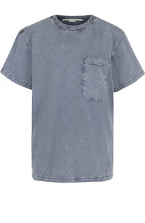 Хлопковая футболка с круглым вырезом и накладным карманом Stella McCartney