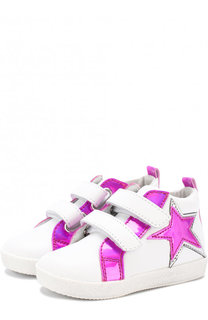 Кожаные кеды с застежками велькро и лаковой отделкой Falcotto