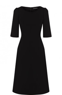 Однотонное приталенное платье-миди с коротким рукавом Dolce &amp; Gabbana