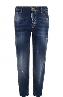 Укороченные джинсы прямого кроя с потертостями Dsquared2