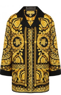 Шелковая блуза свободного кроя с принтом Versace