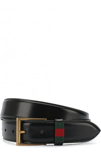 Кожаный ремень с металлической пряжкой Gucci