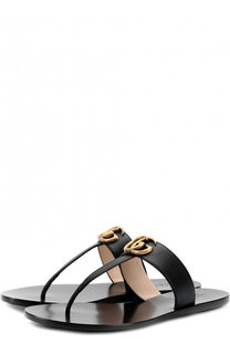 Кожаные шлепанцы с логотипом бренда Gucci