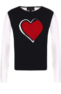Пуловер с круглым вырезом и контрастными рукавами Emporio Armani