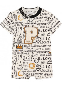 Хлопковый песочник с принтом и аппликацией Dolce &amp; Gabbana