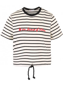 Хлопковая футболка свободного кроя в полоску REDVALENTINO