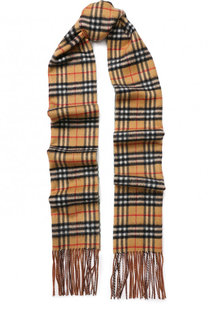 Кашемировый шарф в клетку с бахромой Burberry