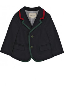 Хлопковый пиджак на двух пуговицах с контрастной отделкой Gucci