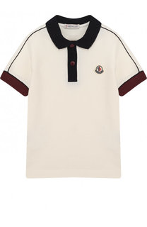 Хлопковое поло с контрастной отделкой Moncler Enfant