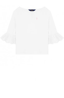 Топ из смеси хлопка и вискозы с кружевной оборкой Polo Ralph Lauren