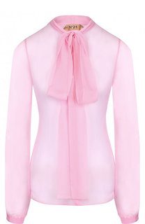 Полупрозрачная шелковая блуза с воротником аскот No. 21