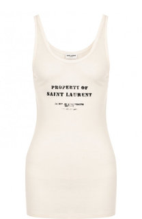 Хлопковый топ с логотипом бренда Saint Laurent