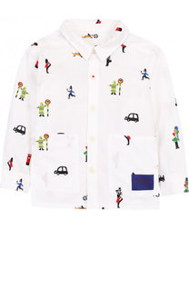 Хлопковая рубашка с накладными карманами и вышивками Burberry