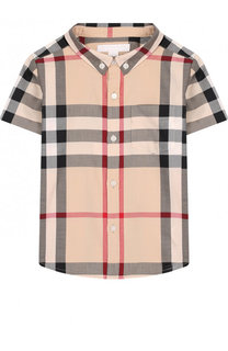 Хлопковая рубашка с принтом и воротником button down Burberry