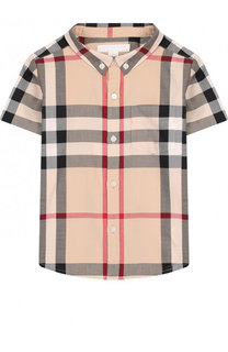 Хлопковая рубашка с принтом и воротником button down Burberry