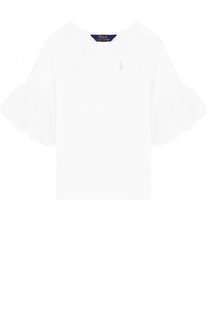 Топ из смеси хлопка и вискозы с кружевной отделкой Polo Ralph Lauren