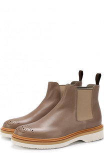 Кожаные челси с брогированием Santoni