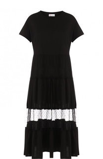 Платье-миди свободного кроя с кружевной вставкой REDVALENTINO