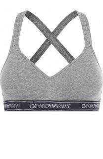Хлопковый бюстгальтер с логотипом бренда Emporio Armani