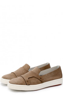 Замшевые слипоны с отделкой Santoni