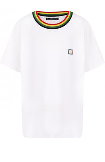 Хлопковая футболка свободного кроя с контрастной отделкой Acne Studios