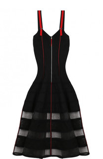 Приталенное платье-миди с прозрачными вставками Alexander McQueen