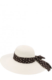 Соломенная шляпа Blanche с лентой в виде банта Maison Michel
