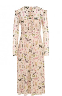 Приталенное шелковое платье с принтом REDVALENTINO