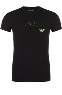 Хлопковая футболка с круглым вырезом Emporio Armani