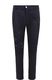 Хлопковые брюки прямого кроя с отделкой Frankie Morello