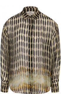 Шелковая блуза свободного кроя с принтом Forte_forte
