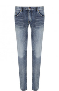 Джинсы прямого кроя с потертостями Saint Laurent