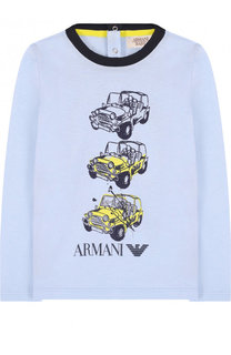 Хлопковый лонгслив с принтом Armani Junior