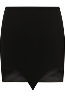 Однотонная мини-юбка с фигурным подолом Saint Laurent